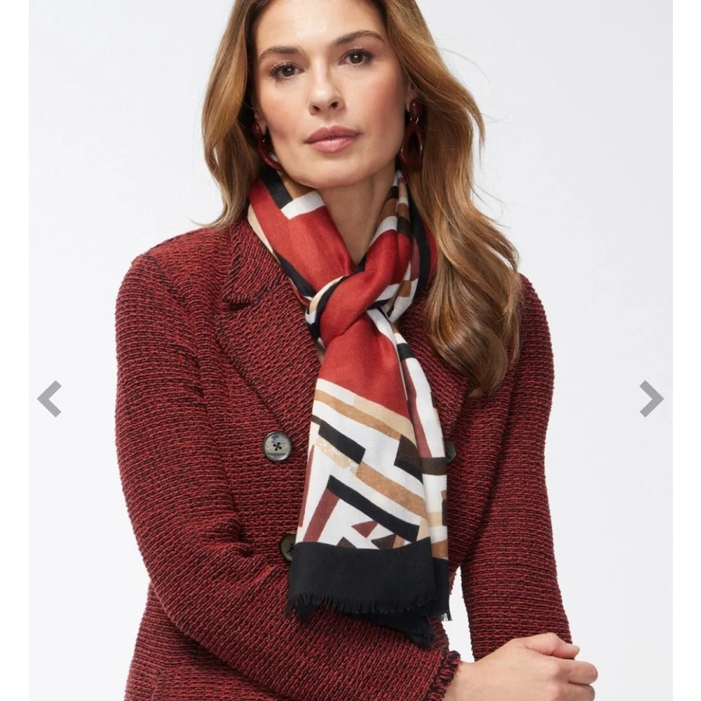 Chico’s Abstract Print Oblong Scarf. 35”x74”‎